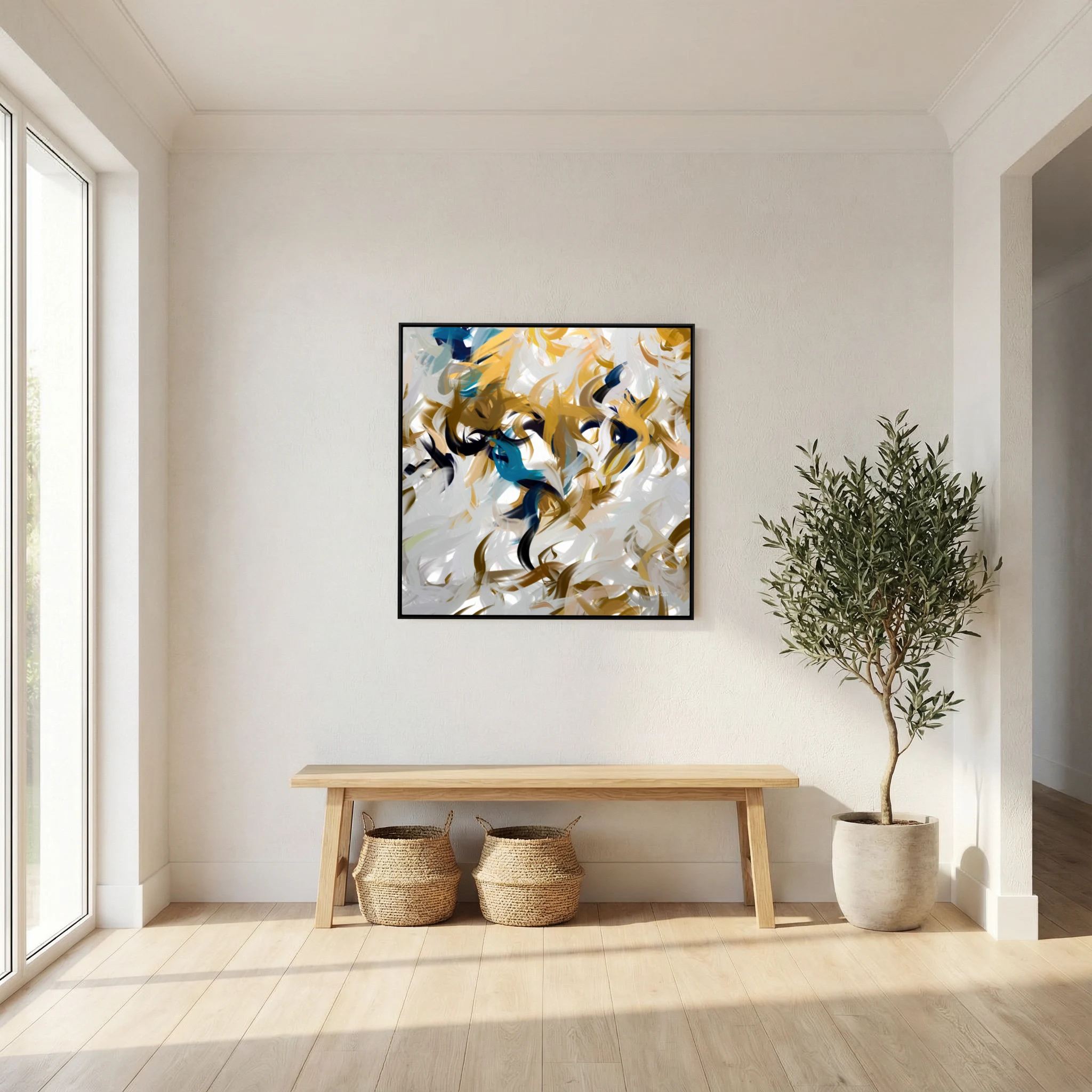 Breath of the Almighty, Job 33:4 canvas print above a bench in an entryway