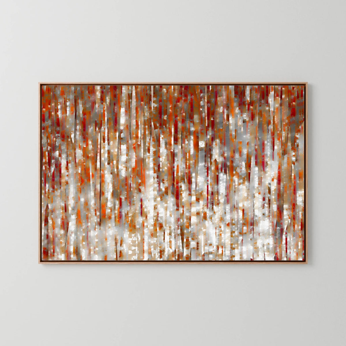 Under His Care, Isaiah 54:17 canvas print in an oak floater frame