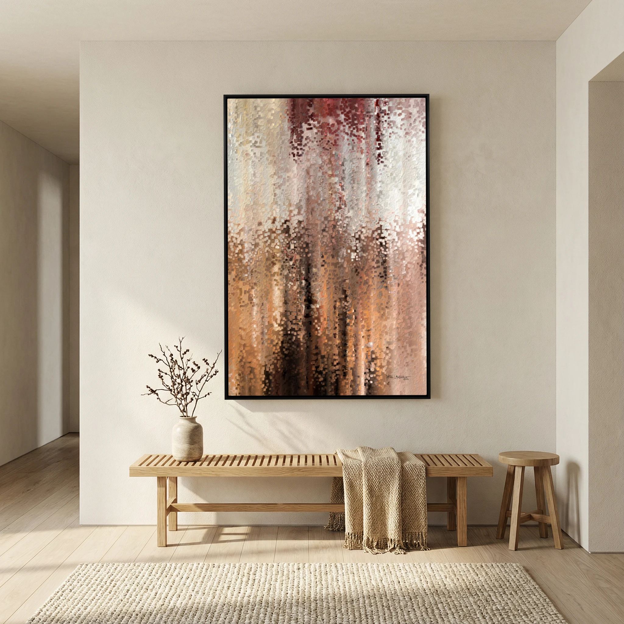 I Am With You, Isaiah 41:10 canvas print above a bench in a hallway