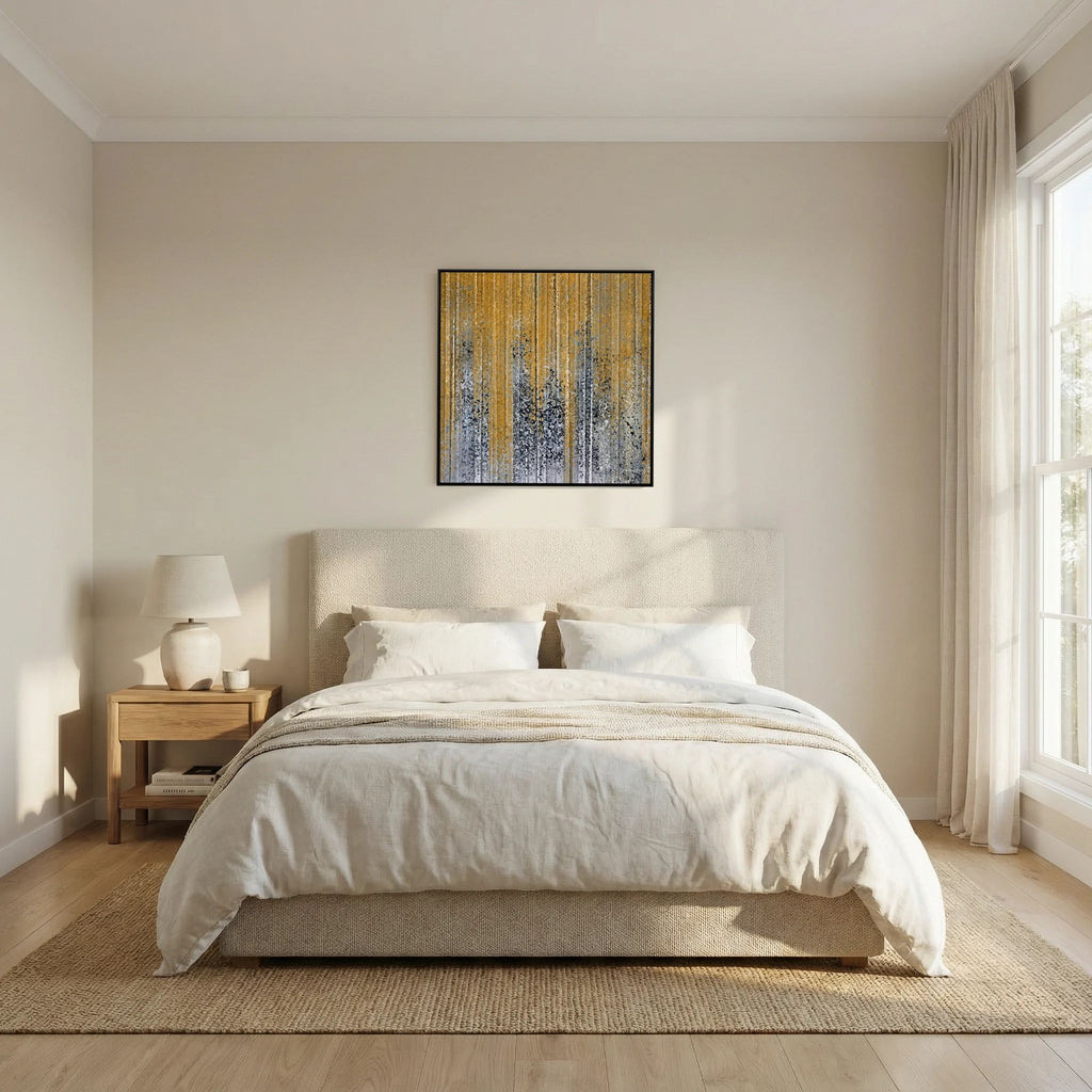 God Works In You, Philippians 2:13 canvas print above the bed in a bedroom