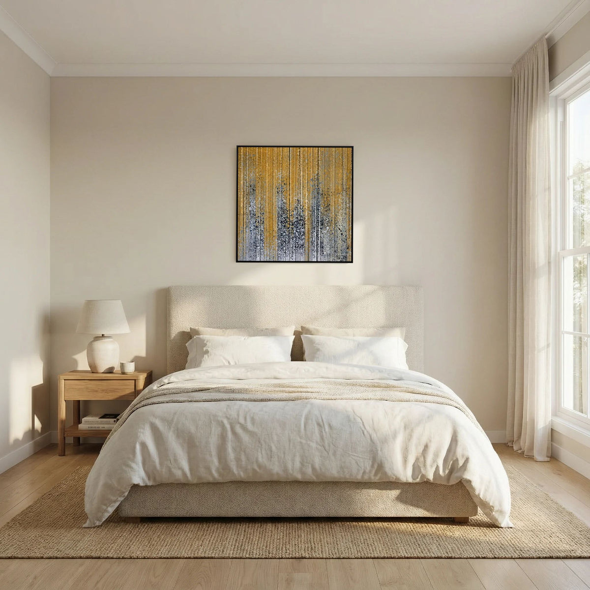 God Works In You, Philippians 2:13 canvas print above the bed in a bedroom