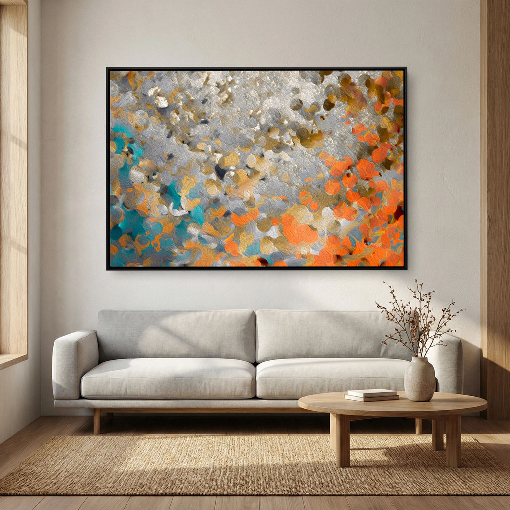 Discover Your Inner Gift, 1 Peter 4:10 canvas print above a grey sofa in a living room