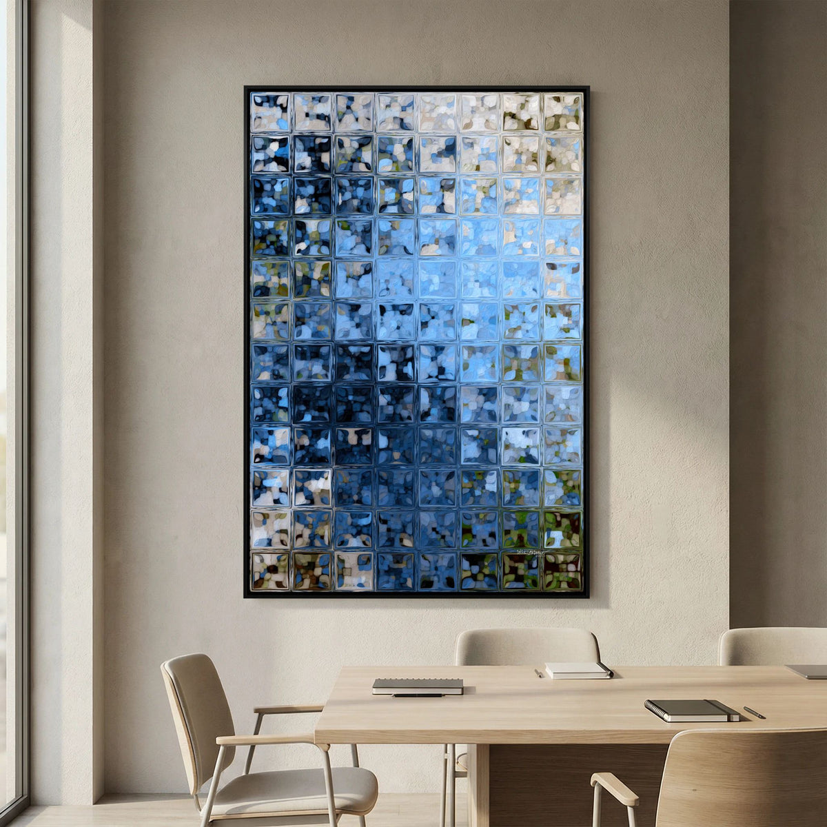 Window of Light, Matthew 6:22 canvas print above a table in a dining room