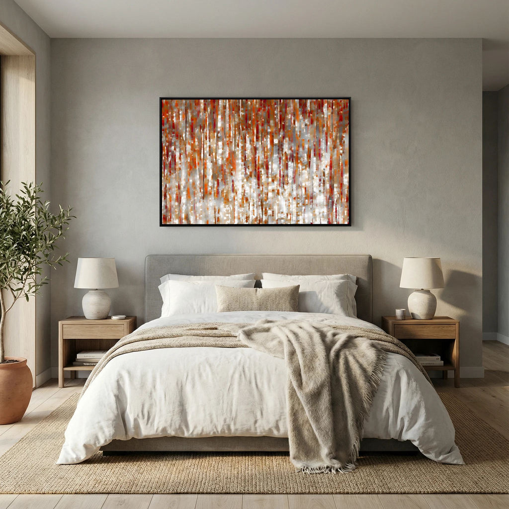 Under His Care, Isaiah 54:17 canvas print above the bed in a bedroom
