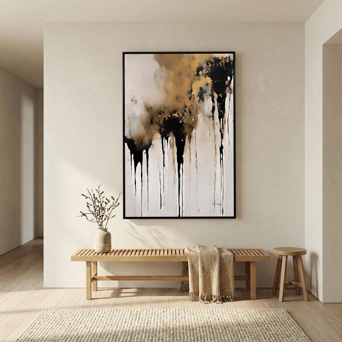 Crowned in Triumph, Revelation 3:21 canvas print above a bench in a hallway