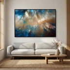 Be Fearless, 2 Timothy 1:7 canvas print above a grey sofa in a living room