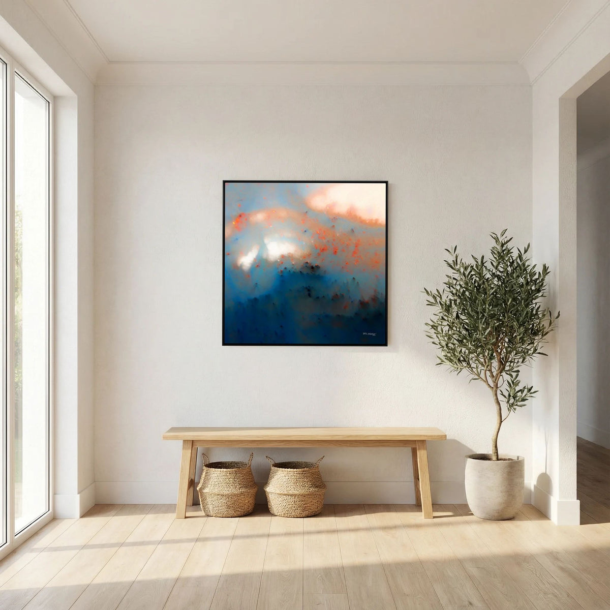 Never Lose Hope in Hard Times, Jeremiah 29:11 canvas print above a bench in an entryway