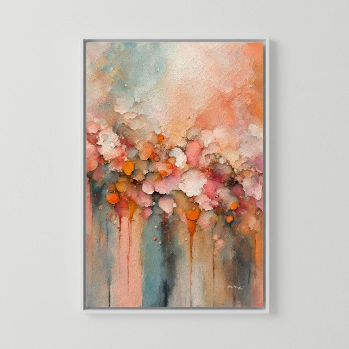 Heavenly Gathering, 1 Thessalonians 4:14 canvas print in a white floater frame