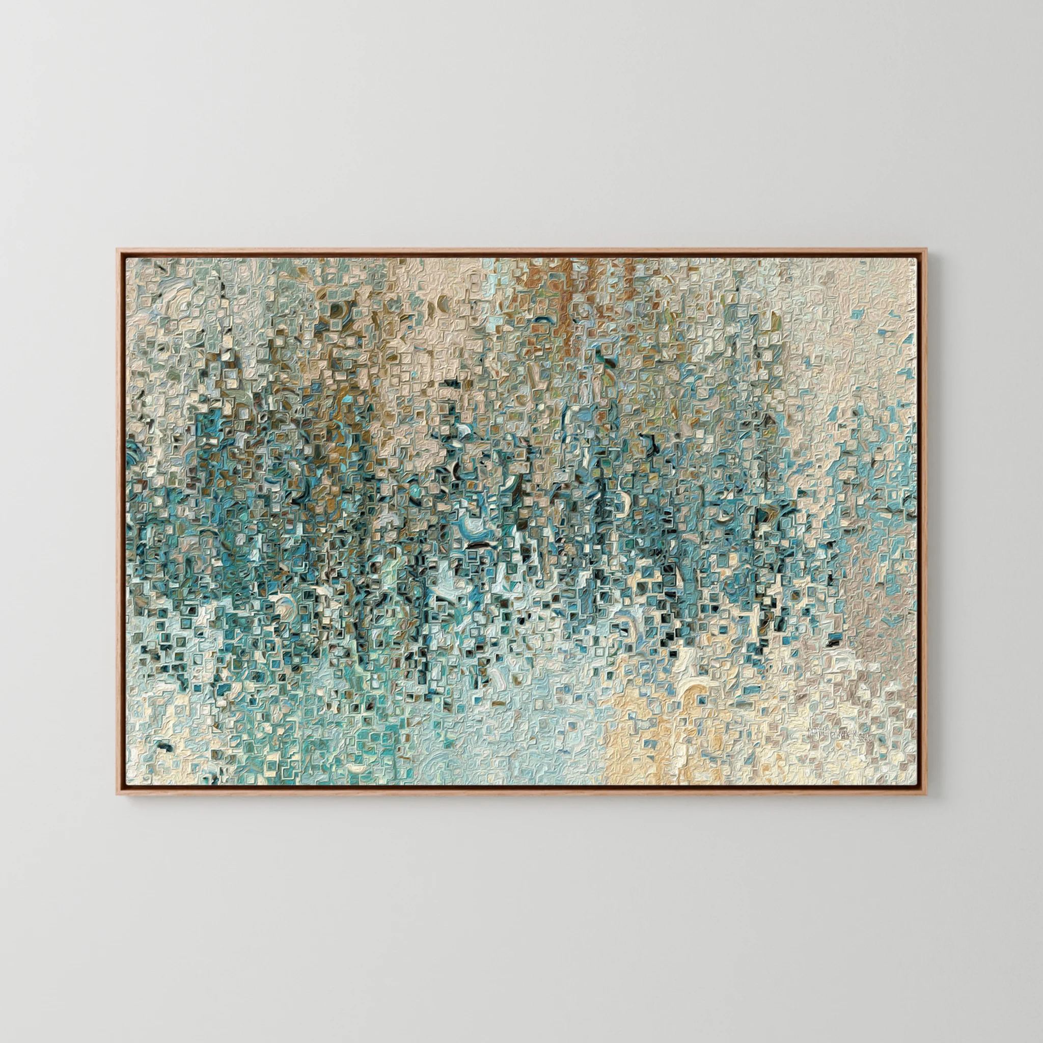 Revealed In Jesus, Romans 8:39 canvas print in an oak floater frame