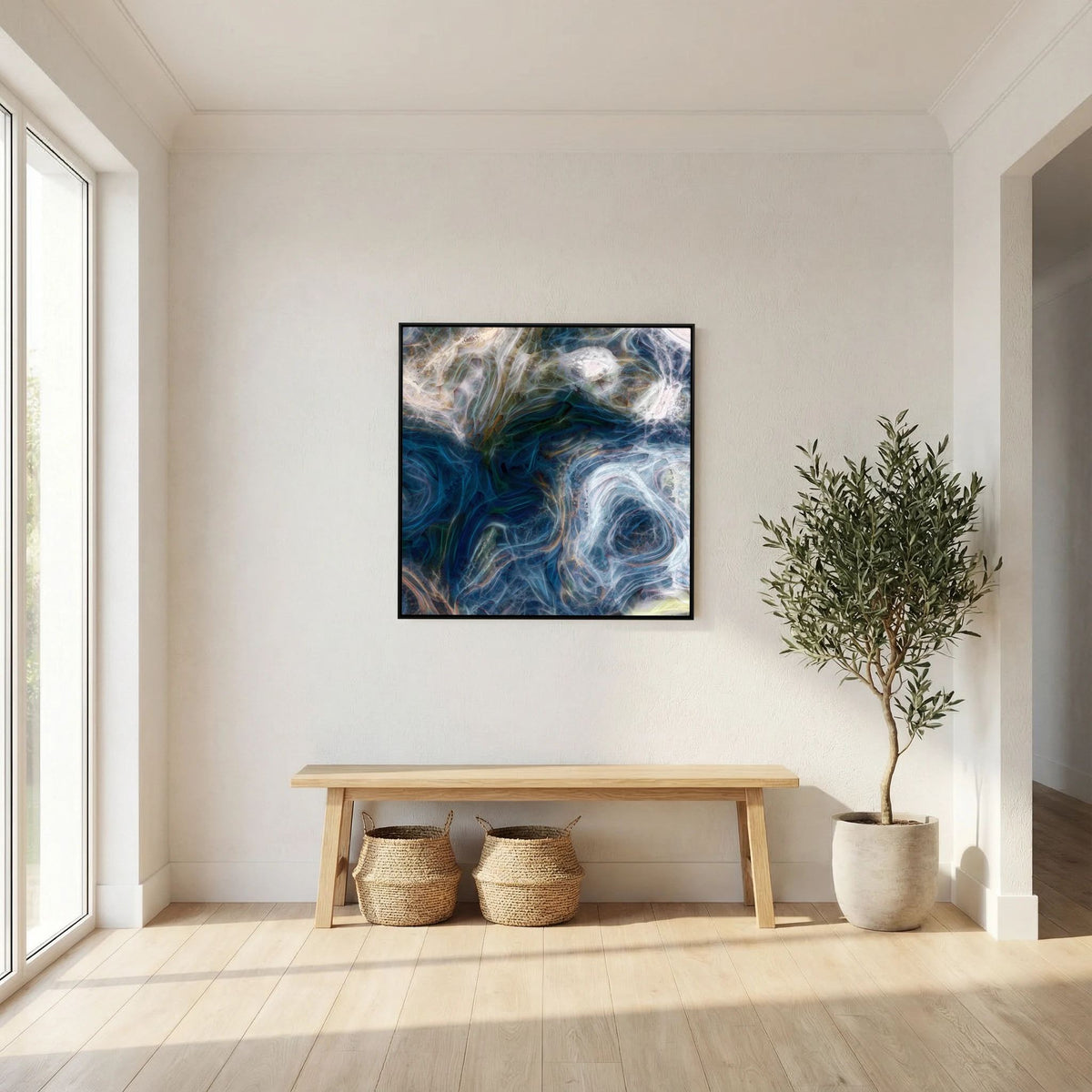 Children of God, 1 John 3:1 canvas print above a bench in an entryway