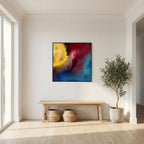 Let There Be Light, Genesis 1:3 canvas print above a bench in an entryway