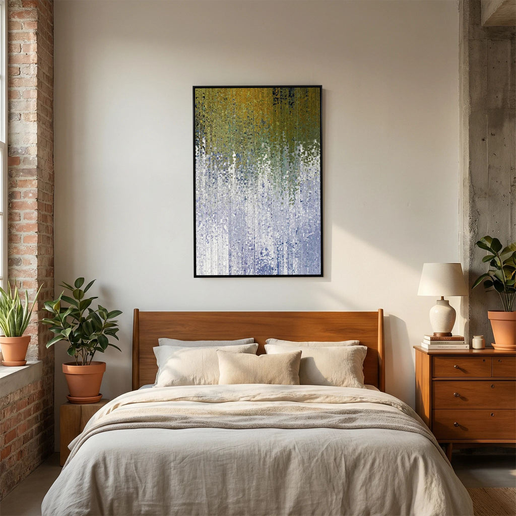 Abide In Me, John 15:5 canvas print above the bed in a bedroom