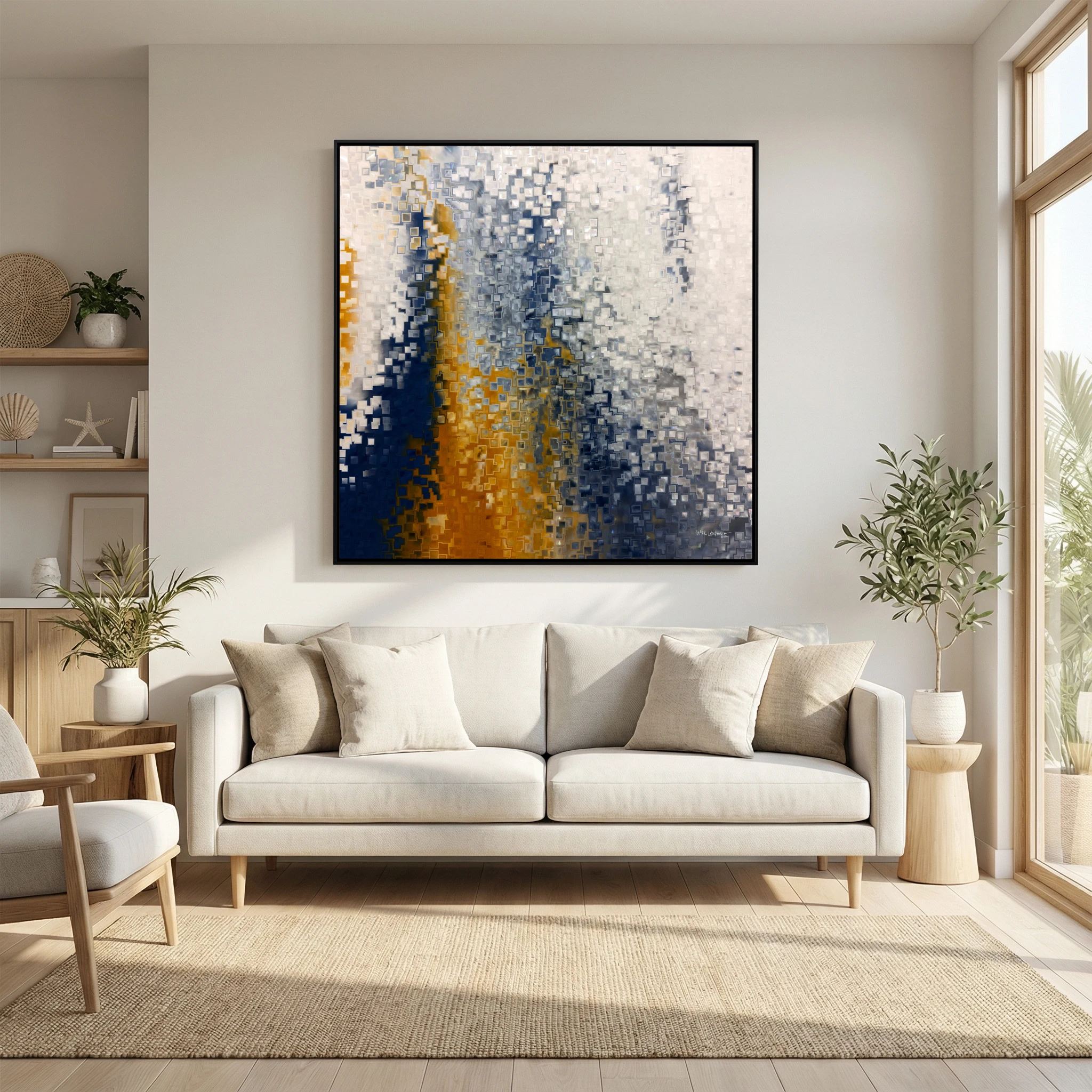 Pray without Ceasing, 1 Thessalonians 5:17 canvas print above a sofa in a living room
