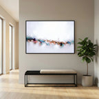 Known By Name, John 10:14 canvas print above a bench in an entryway, beside a fiddle-leaf fig
