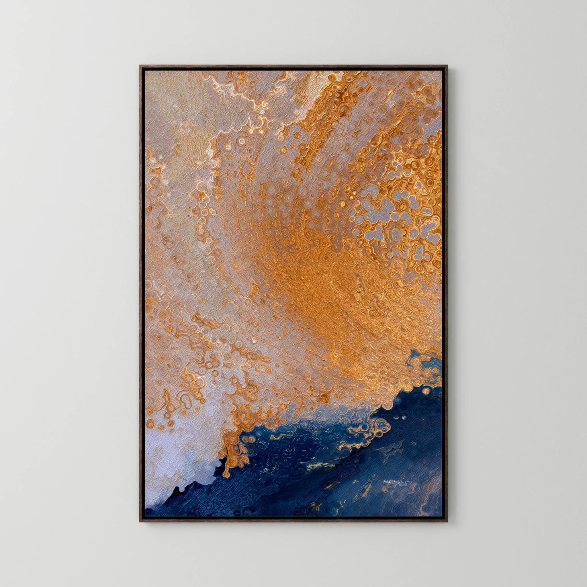 Joy in Believing, 1 Peter 1:8 canvas print in a dark oak floater frame