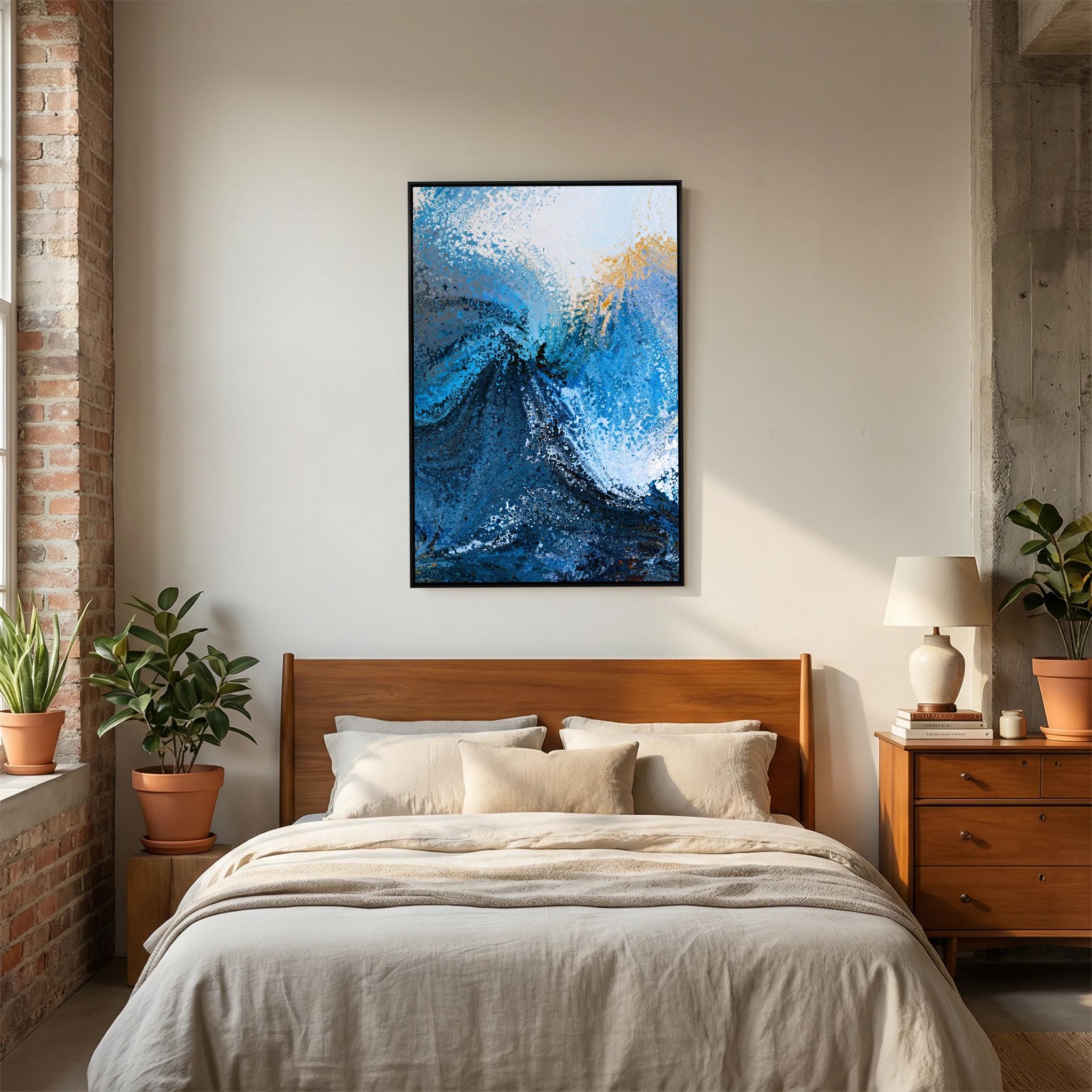 Hold Fast, Hebrews 10:23 canvas print above the bed in a bedroom