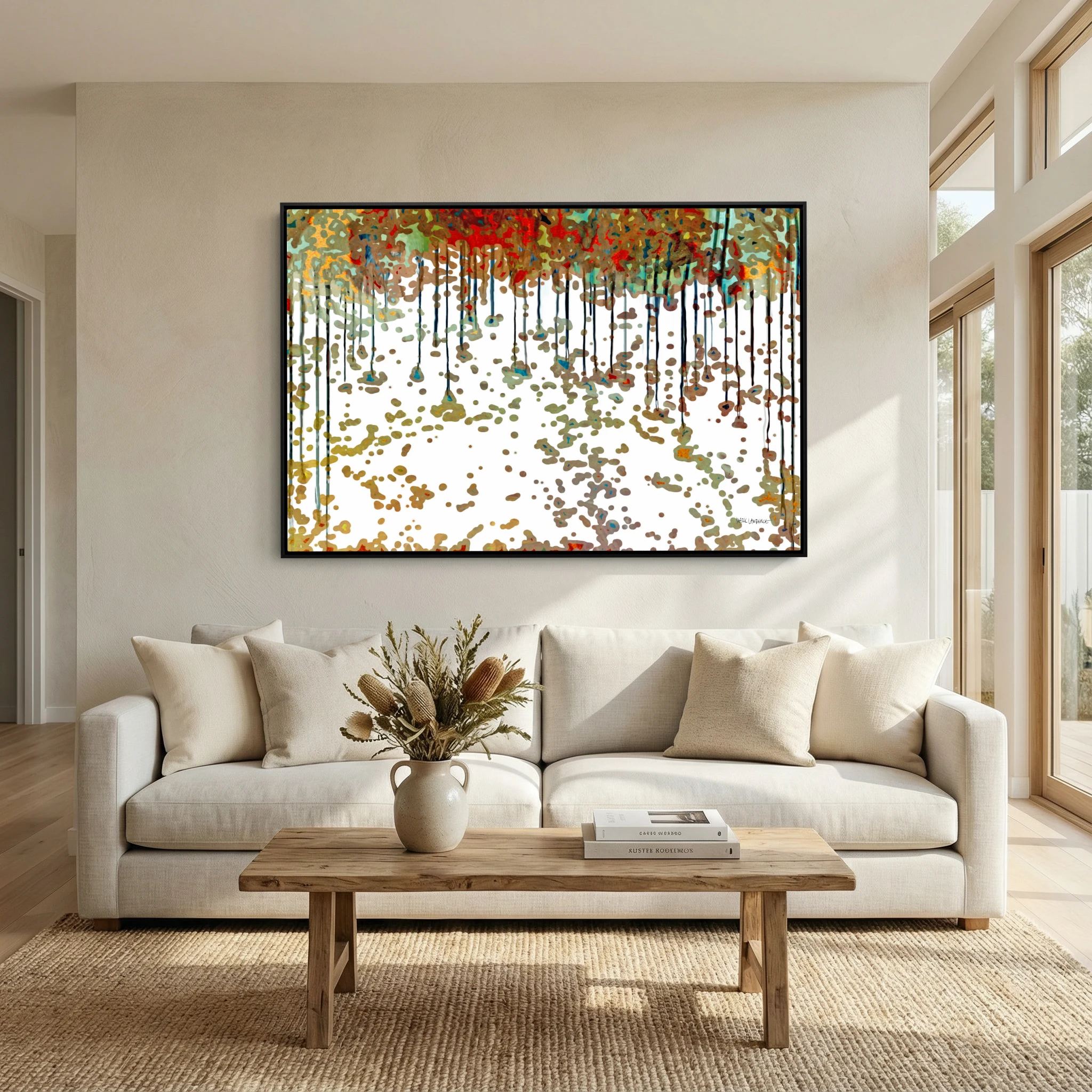 Bread From Heaven, Exodus 16:4 canvas print above a white sofa in a bright living room