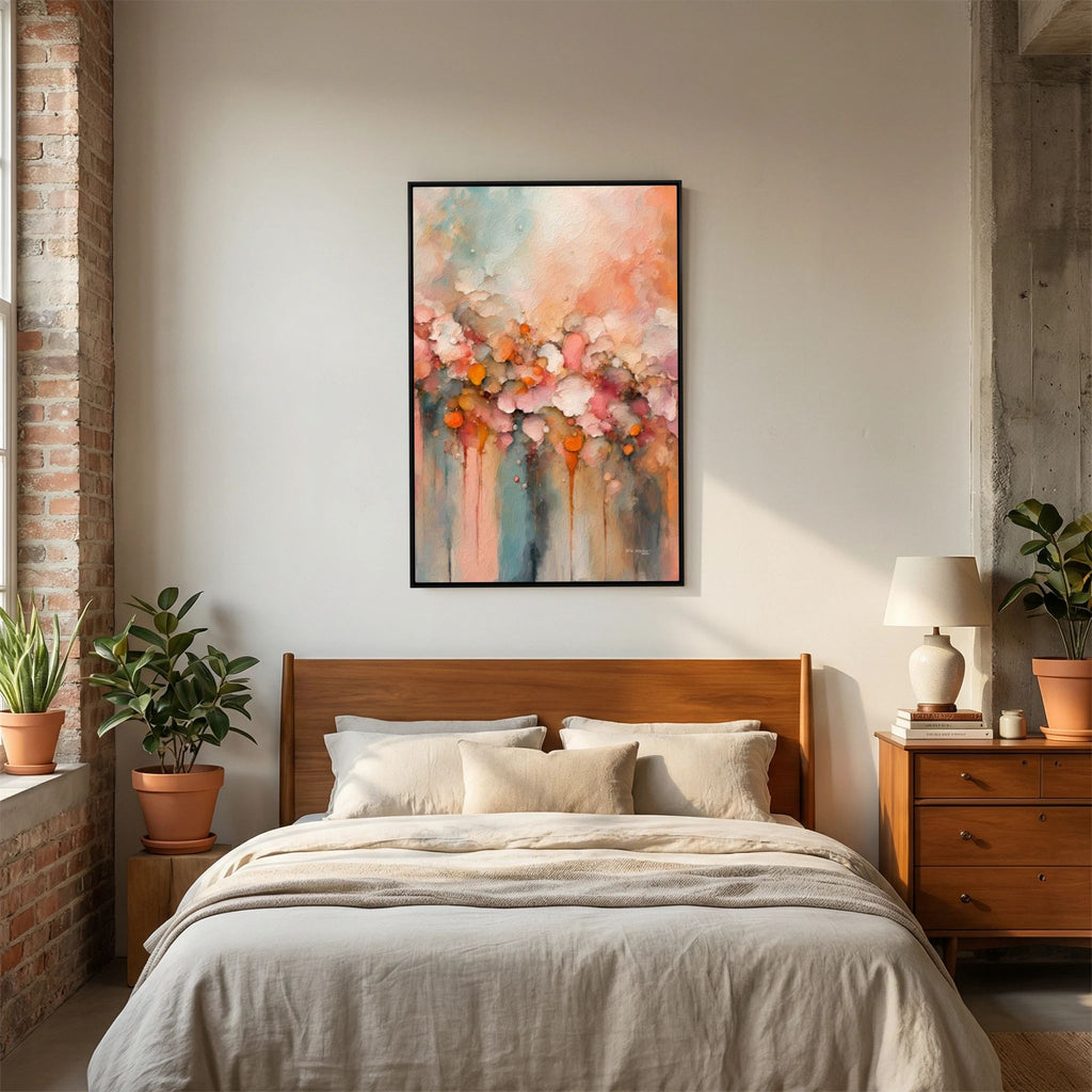 Heavenly Gathering, 1 Thessalonians 4:14 canvas print above the bed in a bedroom