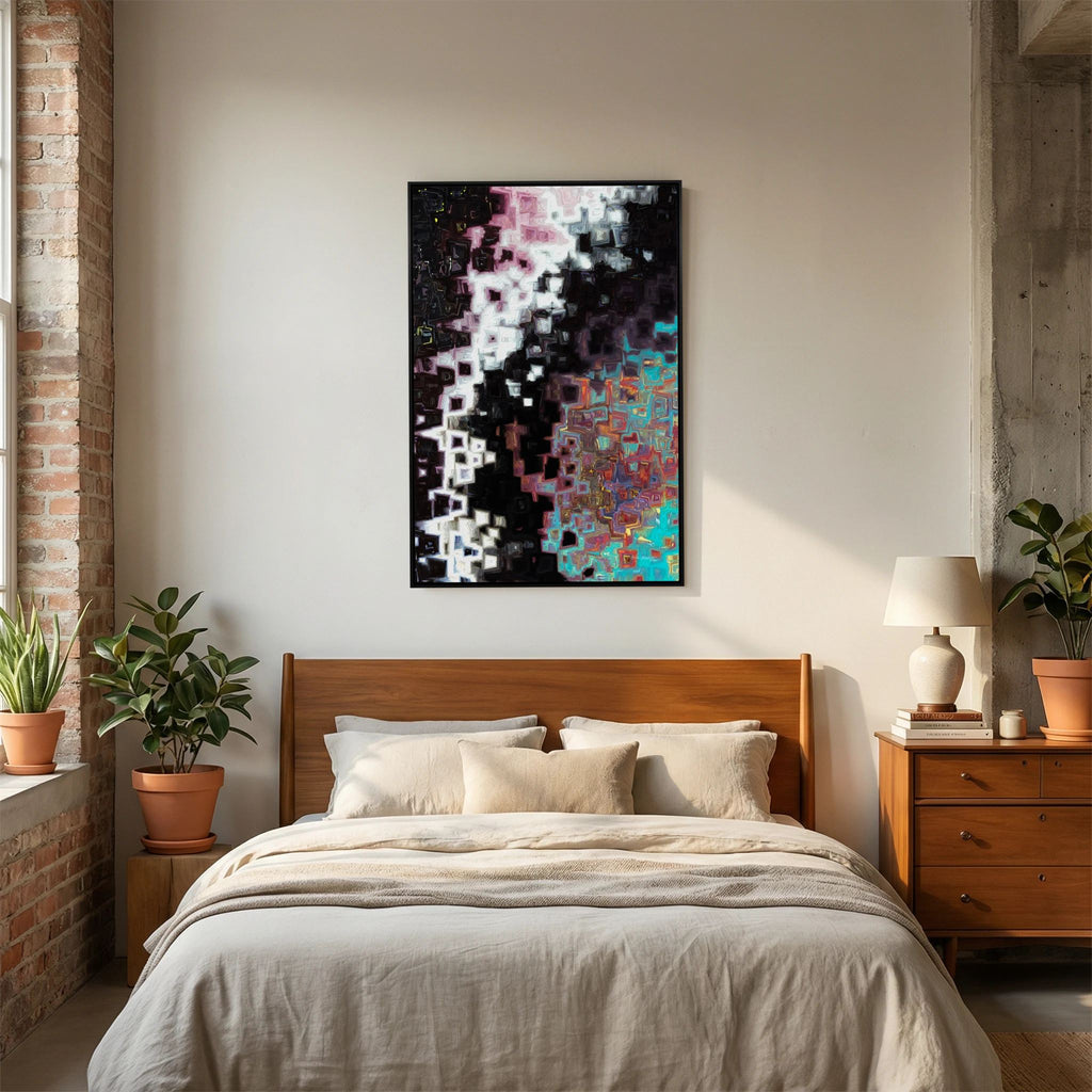 Jesus Christ, The Alpha and Omega, Revelation 1:8 canvas print above the bed in a bedroom