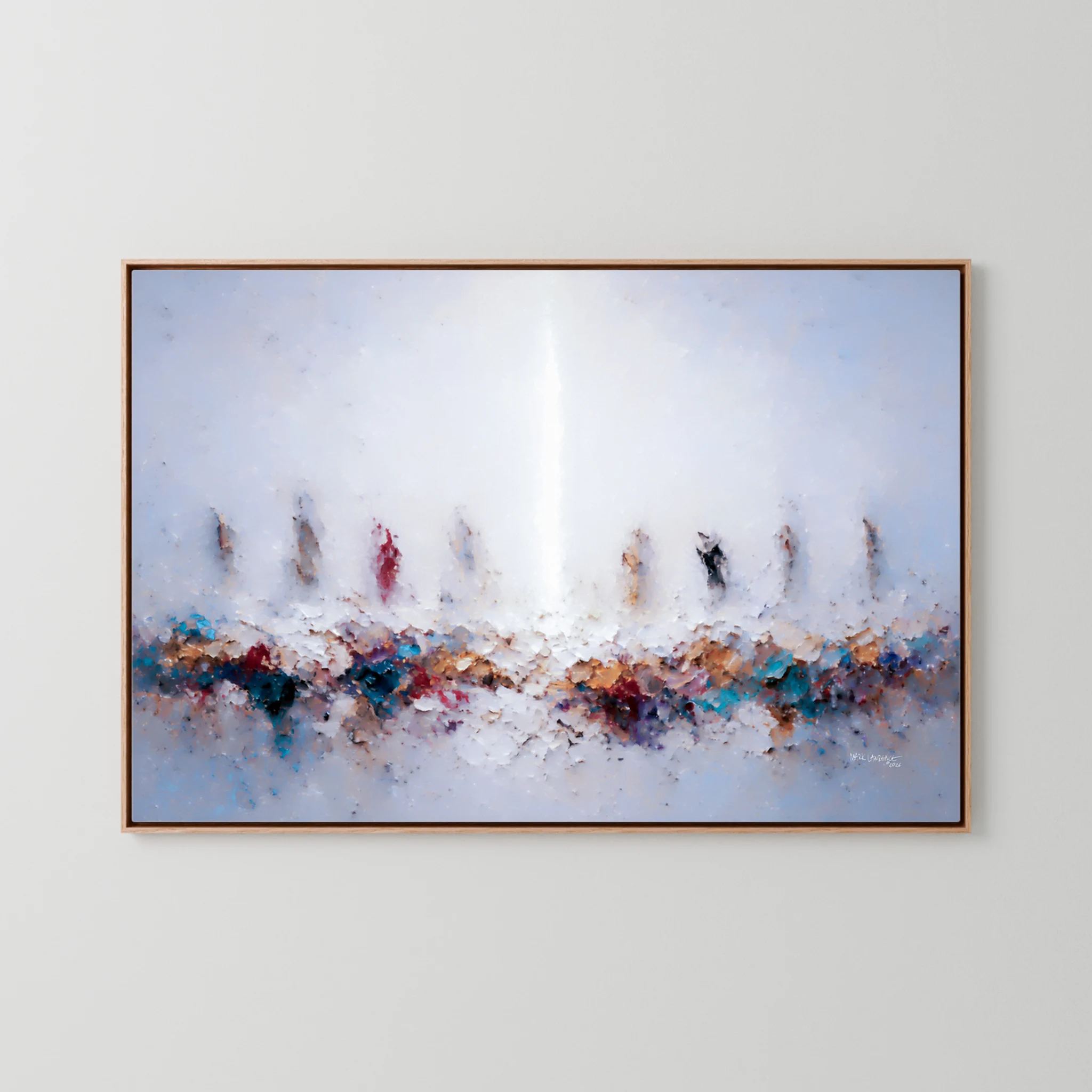 In Remembrance of Me, Luke 22:19 canvas print in an oak floater frame