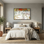 Bread From Heaven, Exodus 16:4 canvas print above the bed in a bedroom