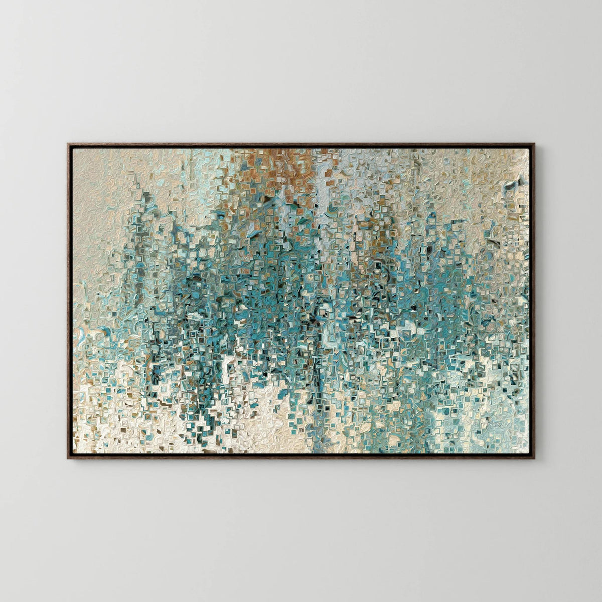Jesus Loves You So Much, Romans 8:38 canvas print in a dark oak floater frame