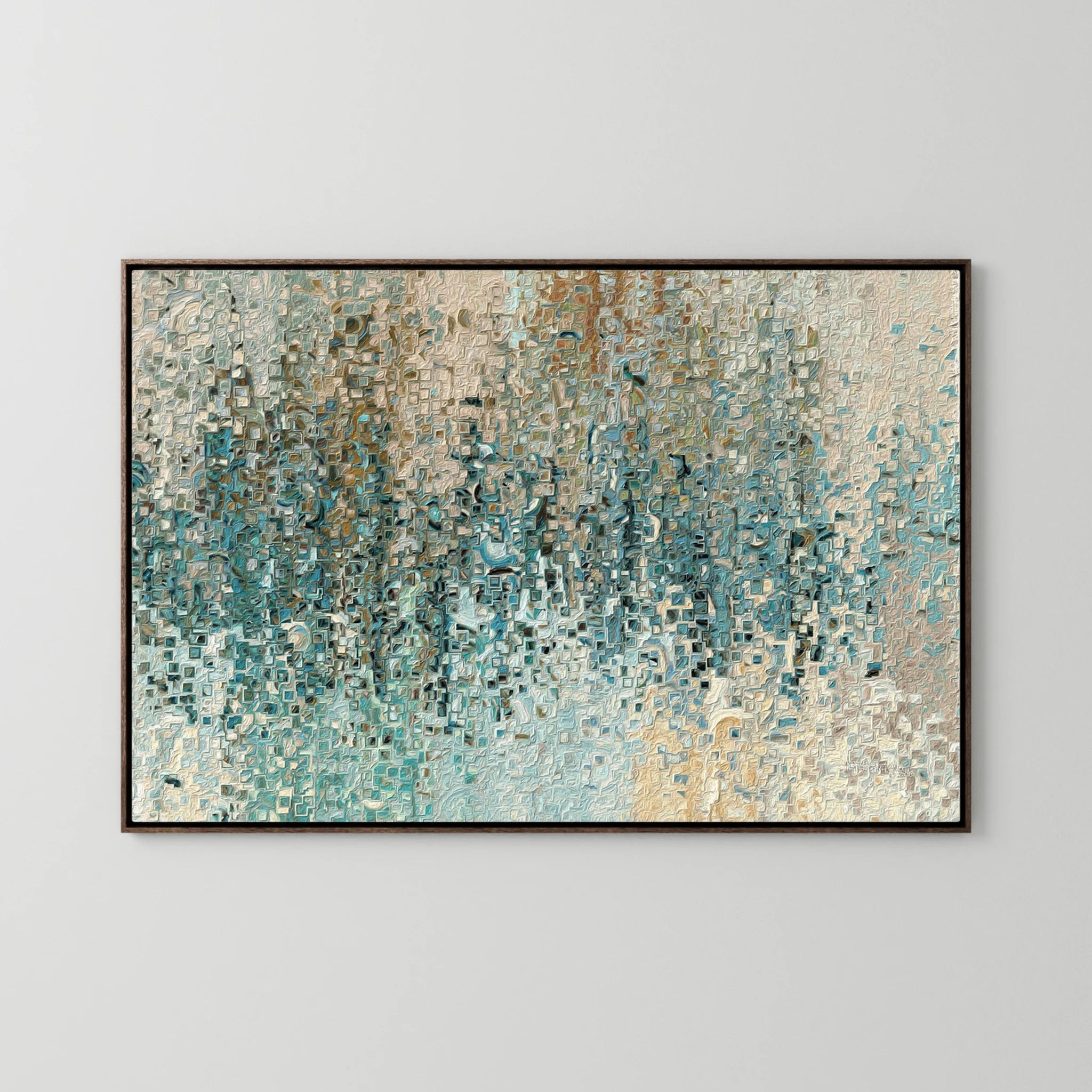 Revealed In Jesus, Romans 8:39 canvas print in a dark oak floater frame
