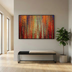 My Kingdom Is Not Of This World, John 18:36 canvas print above a bench in an entryway, beside a fiddle-leaf fig